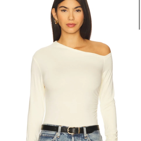 Elegant Cream One-Shoulder Top - Picture 1 of 3